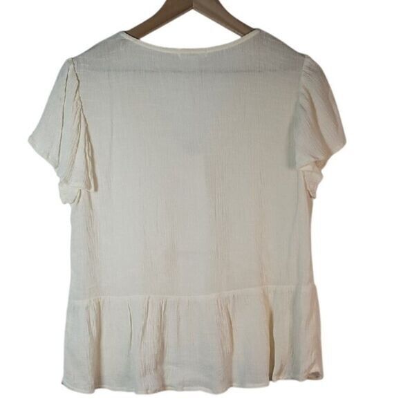 Eyeshadow Women's M Flutter Sleeve Fabric Button Crop Top Coquette Fairy Boho - Picture 3 of 10